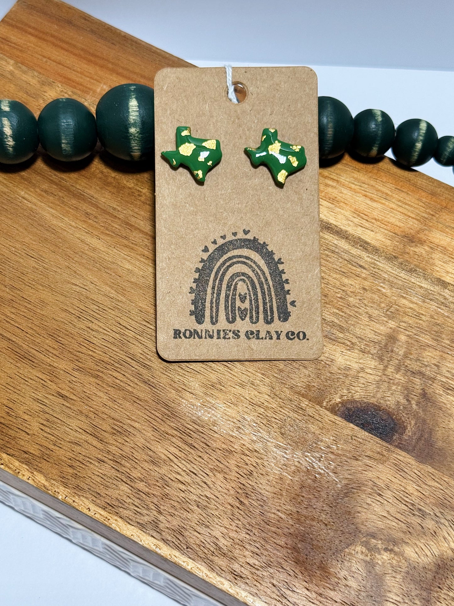 Olive and Gold Leaf Texas Studs