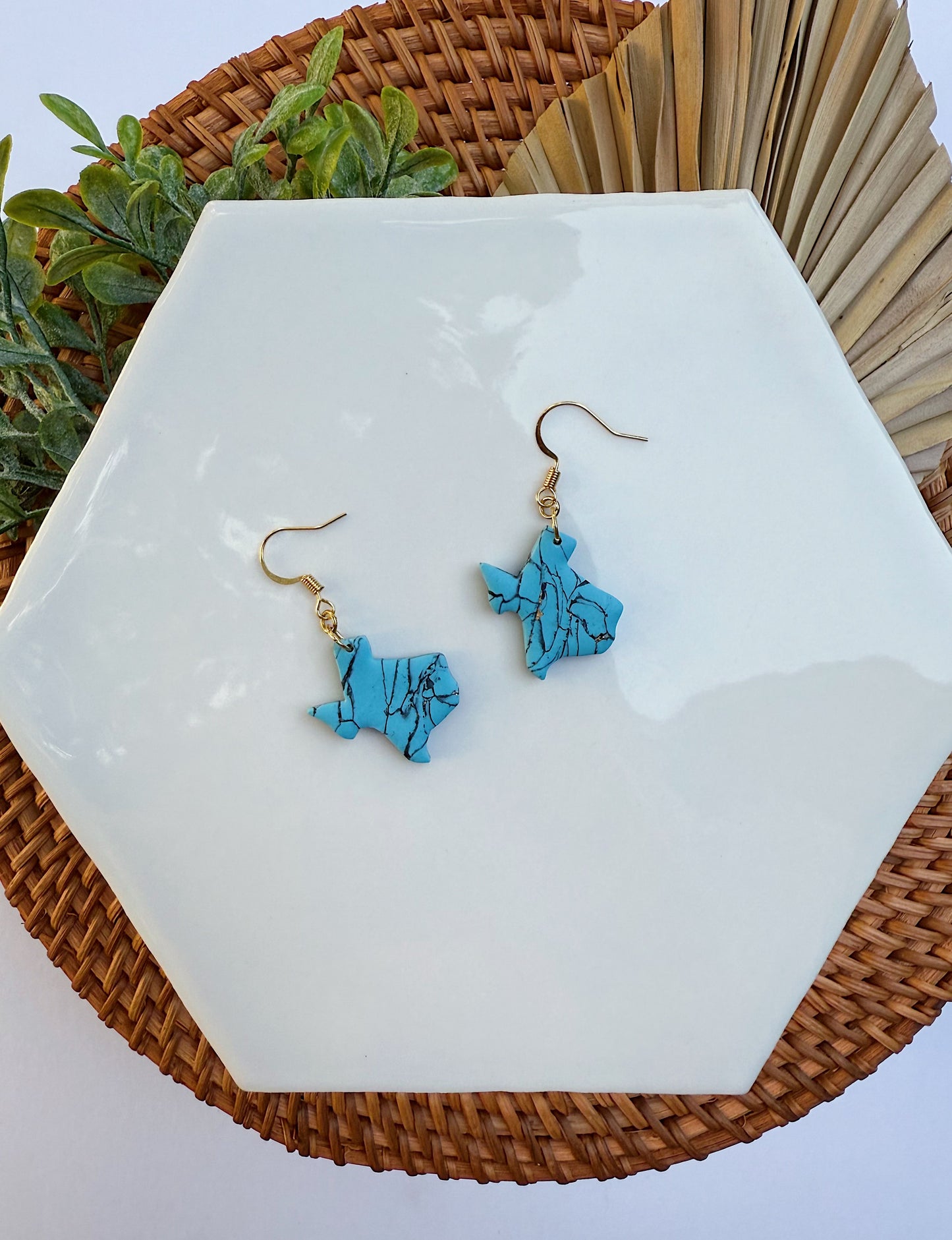 Faux Turquoise Texas Dangle Earrings