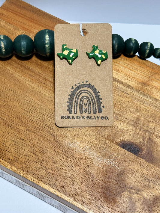 Olive and Gold Leaf Texas Studs