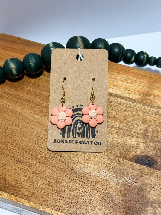 Coral Flower Dangle Earrings