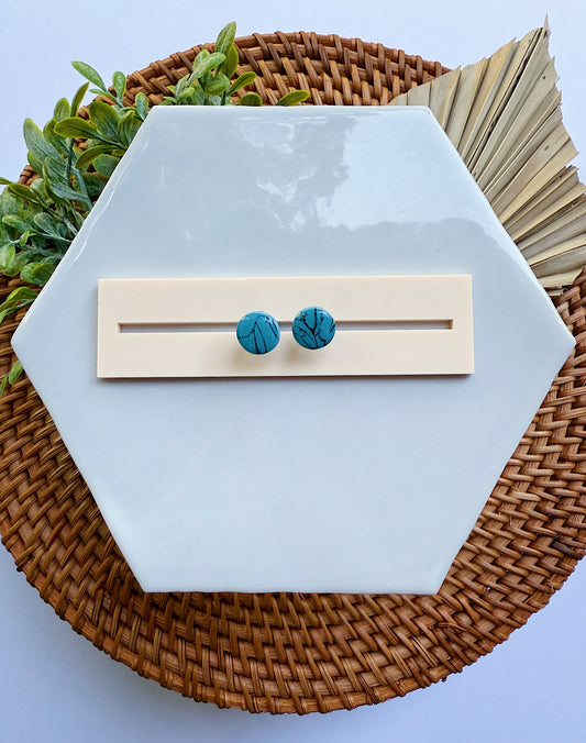 Faux Turquoise Circle Studs