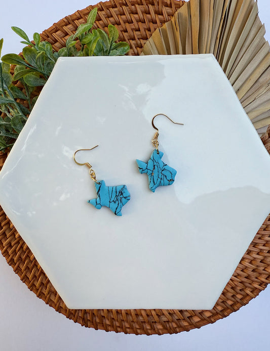 Faux Turquoise Texas Dangle Earrings